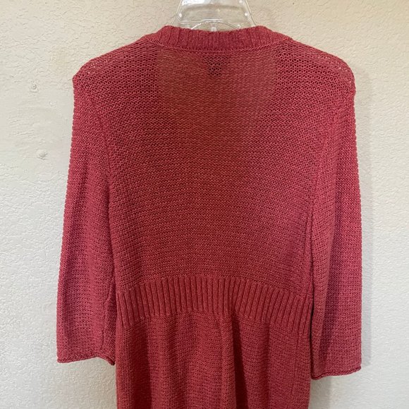 Eddie Bauer Knit Cardigan Jacket Woman's M Medium Like New Red Medium Sleeve - Picture 3 of 3